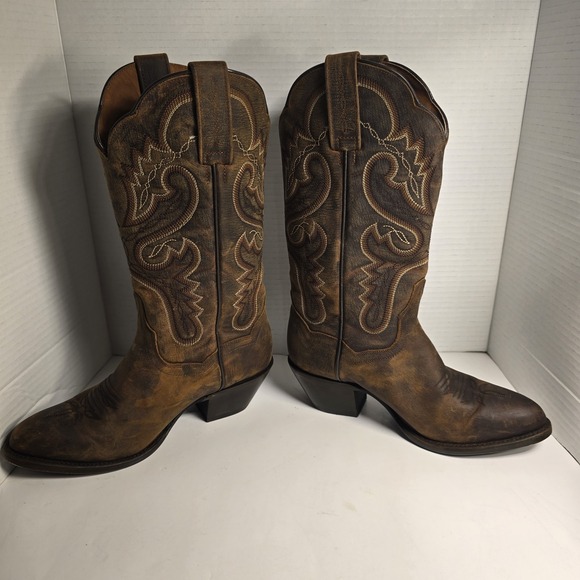 Dan Post Womens Leather Western Cowboy Boots Brown Distressed Size 6.5 M - Picture 2 of 8